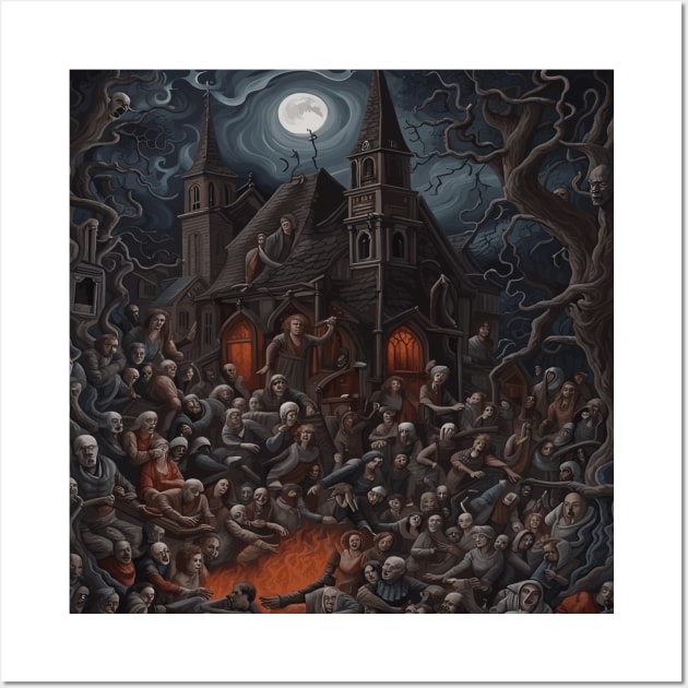 Haunted House Halloween Zombie Get Together Wall Art by taiche